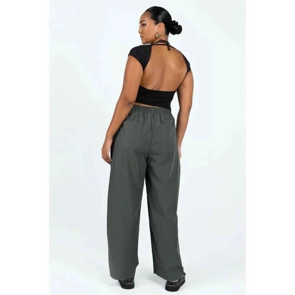 Princess Polly PLEVNA NYLON PANTS OLIVE |  2 - Picture 3 of 9